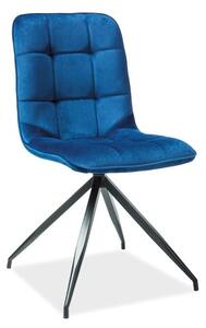 Jídelní židle Texo Velvet, modrá / černá