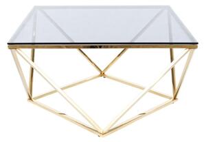 Konferenční stolek Silver A 80 x 80 cm, čirá / zlatá