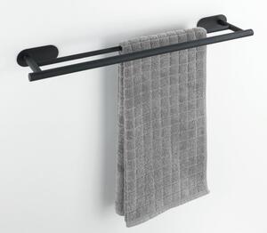Matně černý dvojitý nástěnný držák na ručníky z nerezové oceli Wenko Orea Rail Duo Turbo-Loc®