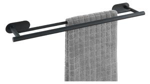 Matně černý dvojitý nástěnný držák na ručníky z nerezové oceli Wenko Orea Rail Duo Turbo-Loc®