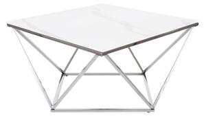 Konferenční stolek Silver A II 80 x 80 cm, bílá / stříbrná