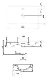 Cersanit K120-010 - Zápustné umyvadlo LARGA 46x80,5 cm keramika/lesklá bílá