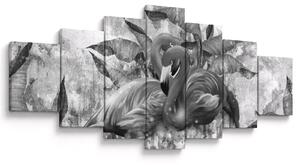 Obraz - Plameňáci graffiti (210x100 cm)