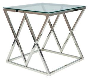 Konferenční stolek Zegna čtvercový, čirá / stříbrná
