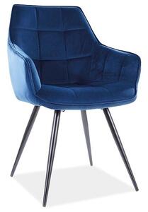 Jídelní židle Lilia Velvet, modrá / černá
