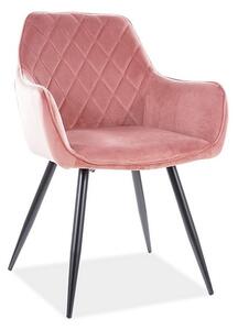 Jídelní židle Linea Velvet, růžová / černá