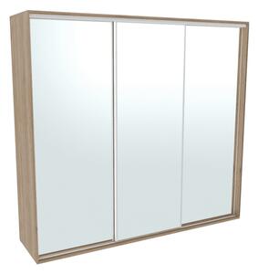 Šatní skříň FLEXI 3 se 3 zrcadly Varianta barvy: Bílá, Šířka: 240 cm, Výška: 220 cm