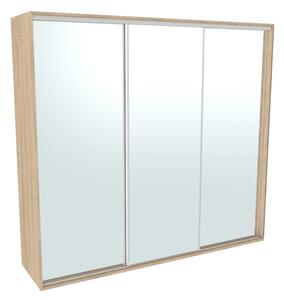 Šatní skříň FLEXI 3 se 3 zrcadly Varianta barvy: Dub natur (dub sonoma), Šířka: 280 cm, Výška: 220 cm