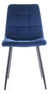 Jídelní židle Mila Velvet, modrá / černá