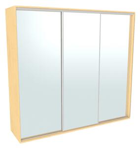 Šatní skříň FLEXI 3 se 3 zrcadly Varianta barvy: Buk, Šířka: 300 cm, Výška: 220 cm