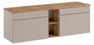 Comad Závěsná skříňka pod umyvadlo Iconic s deskou 140 cm kašmír/dub coast evoke