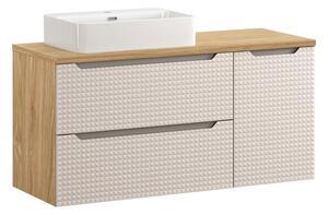 Comad Závěsná skříňka Luxor Beige Trust s deskou a umyvadlem 120 cm černá/dub olejovaný