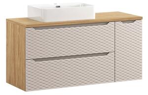 Comad Závěsná skříňka Ocean Trust s deskou a umyvadlem 120 cm béžová/dub olejovaný