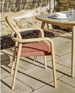 Zahradní židle z eukalyptového dřeva s výpletem v terakotové barvě Kave Home Sheryl