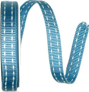 Stuha rypsová BUSTER BLUE prošívaná modrá 15mm x 2m (9,-Kč/m)