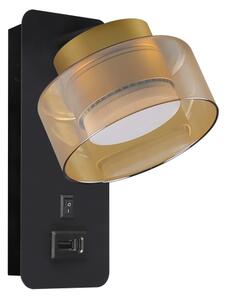 Brilagi - LED Nástěnná lampa s USB portem AURA LUX 1xGX53/30W/230V černá/zlatá