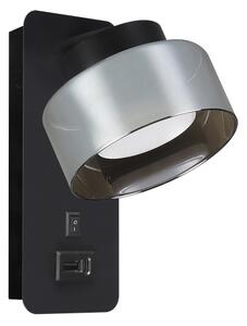 Brilagi - LED Nástěnná lampa s USB portem AURA LUX 1xGX53/30W/230V černá/kouřová