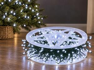 Vánoční LED mikro řetěz, studená bílá, 10 m, 300 LED, 8 programů, zelený drátek, IP65