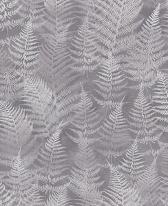 Šedo-stříbrná vliesová tapeta na zeď, listy kapradin, 120368, Wiltshire Meadow, Clarissa Hulse