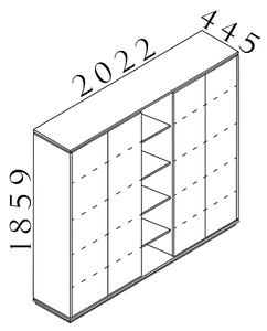 Vysoká skříň Creator 202,2 x 44,5 x 185,9 cm, antracit / bílá