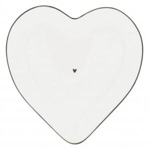 Talíř Black Heart, bílý, 17,5x18,5cm Bastion Collections LI-HEART-PL-002-BL