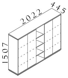 Vysoká skříň Creator 202,2 x 44,5 x 150,7 cm, antracit / bílá