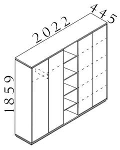 Vysoká šatní skříň Creator 202,2 x 44,5 x 185,9 cm, bílá / wenge