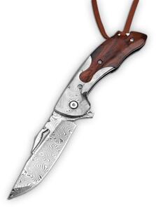 KnifeBoss lovecký zavírací damaškový nůž Classic Rosewood