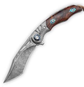 KnifeBoss lovecký zavírací damaškový nůž Damascus Hunter VG-10