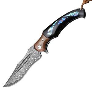 KnifeBoss lovecký zavírací damaškový nůž Ebony & brass VG-10