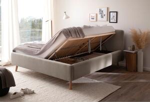Šedohnědá čalouněná dvoulůžková postel s úložným prostorem s roštem 180x200 cm Mattis – Meise Möbel