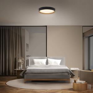OSRAM LED stropní svítidlo ORBIS LARIOS, černé/dřevěné, Ø 39 cm, stmívatelné, stmívatelný, Černá, Obývací pokoj / jídelna, kov, Moderní