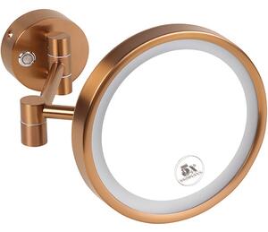 Bemeta Design Kosmetické zrcátko, ø 200 mm, s LED osvětlením, mat, měděná zlatá - 155101140
