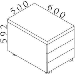 Mobilní kontejner Lineart 60 x 50 cm, jilm tmavý / bílá