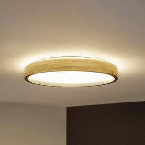 OSRAM LED stropní svítidlo ORBIS MARIANO, dřevo/černá, Ø 51 cm, stmívatelné, stmívatelný, Světlé dřevo, Obývací pokoj / jídelna, kov, Moderní