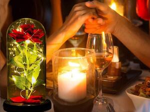 Věčná růže ve skle EIRA s LED osvětlením