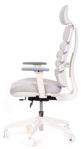 Kancelářská ergonomická židle SPINE WHITE s podhlavníkem — látka, nosnost 130 kg, více barev Světle šedá