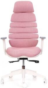 Kancelářská ergonomická židle SPINE WHITE s podhlavníkem — látka, nosnost 130 kg, více barev Tmavě šedá
