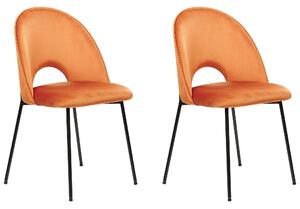 Jídelní židle Sada 2 ks Umělý samet Oranžová COVELO