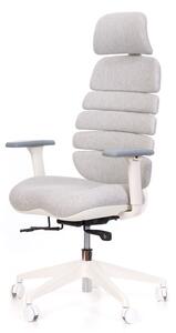 Kancelářská ergonomická židle SPINE WHITE s podhlavníkem — látka, nosnost 130 kg, více barev Světle šedá