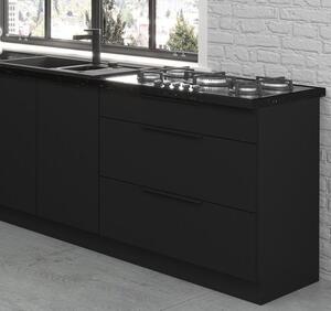 Kuchyňská linka Siena černá matná / Monza ořech okapi, Rohová sestava B, 330 x 300 cm