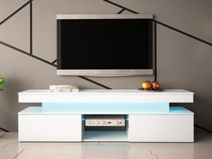 TV stolek/skříňka s LED osvětlením Lestirola 2D 190, Barva:: bíla / bíly lesk Mirjan24 5903211283888