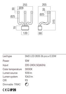Redo Luxusní LED nástěnné svítidlo LUXOR, š.26cm Barva: Bílá