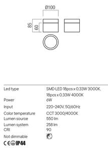 Redo LED stropní svítidlo NAIDA, ø10cm, IP44 Barva: Černá