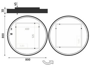 Černé kulaté zrcadlo do koupelny 80 cm s osvětlením NIMCO ZPC 29002R-90