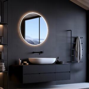 Černé kulaté zrcadlo do koupelny 80 cm s osvětlením NIMCO ZPC 29002R-90
