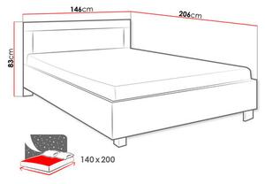Manželská postel 140cm Cassidy CR22/23 (dub sonoma)