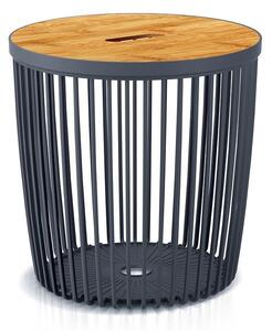 Univerzální koš s bambusovým víkem, 25 l, přírodní dřevo / antracit