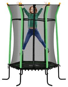 HOMCOM Dětská trampolína Ø163,5 cm, vnitřní trampolína se ochrannou sítí a okrajem, skákací guma, pro děti do 50 kg, od 3 do 10 let Zelená | Aosom