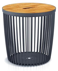 Univerzální koš s bambusovým víkem, 50 l, přírodní dřevo / antracit